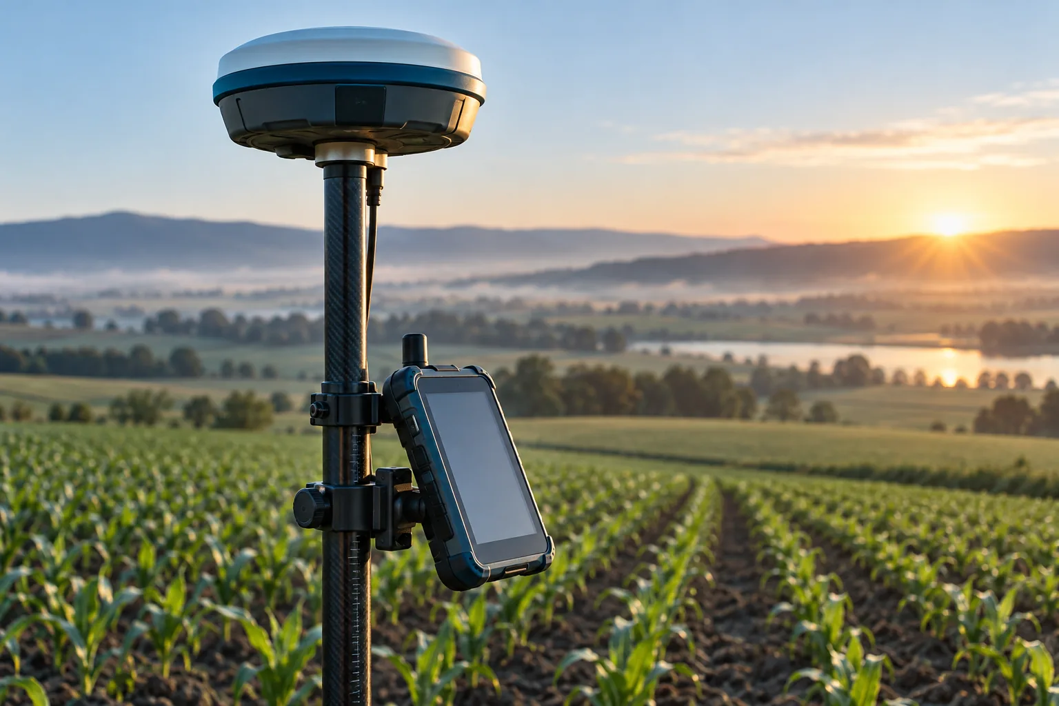 Receiver GNSS și controller pregătite pentru măsurători pe teren